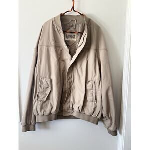 Original Windbreaker Jacket Mock Neck Full Zip Beige Size 3XT Bomber Vintage
